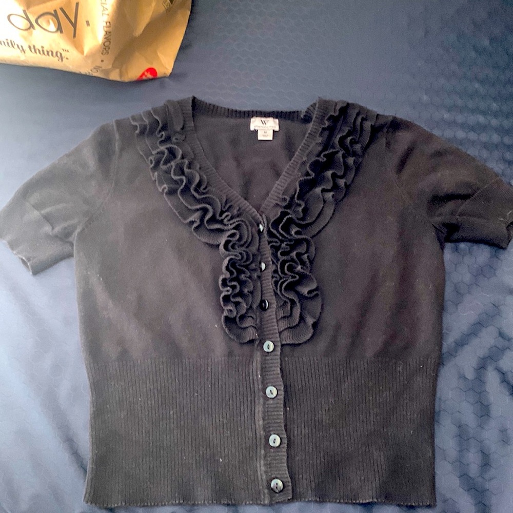 “Worthington” Like New Black Ruffled Sweater